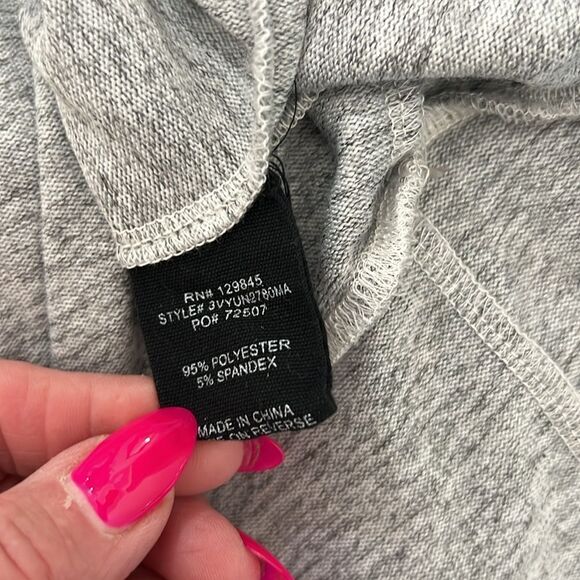 Max & Ash Gray Dress Sz Small Baby Doll Neck 3/4 Sleeve On Off Shoulder Mini - Picture 9 of 11